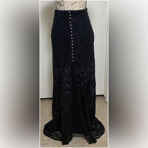 Anama Black Lace Maxi Mermaid Skirt High Waist Boho Medium